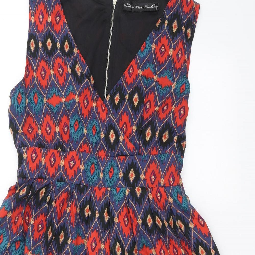 Mela London Womens Beige Geometric  A-Line  Size 14