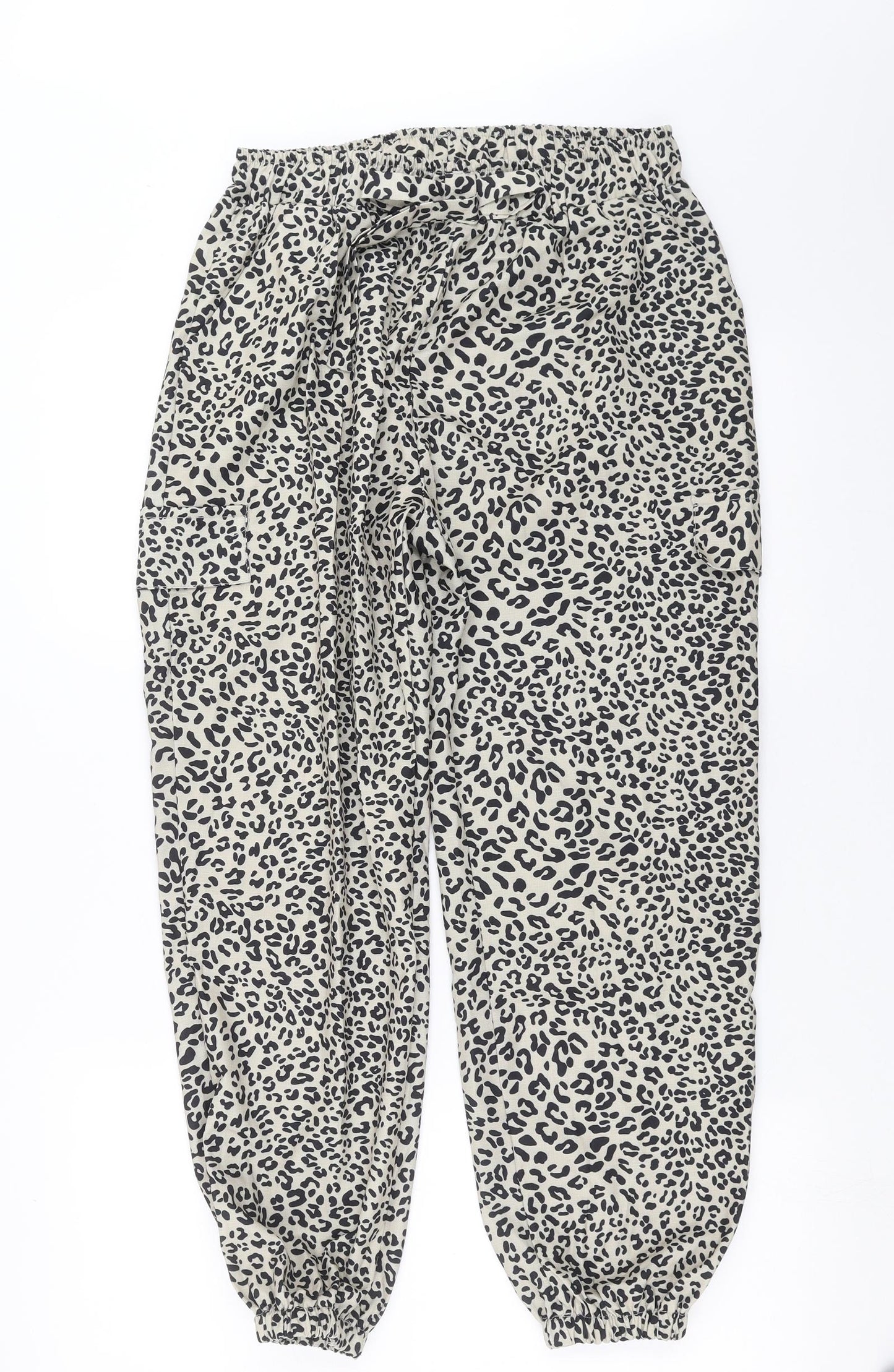 Preworn Womens Beige Animal Print  Trousers  Size 28 in L27 in - jogger style