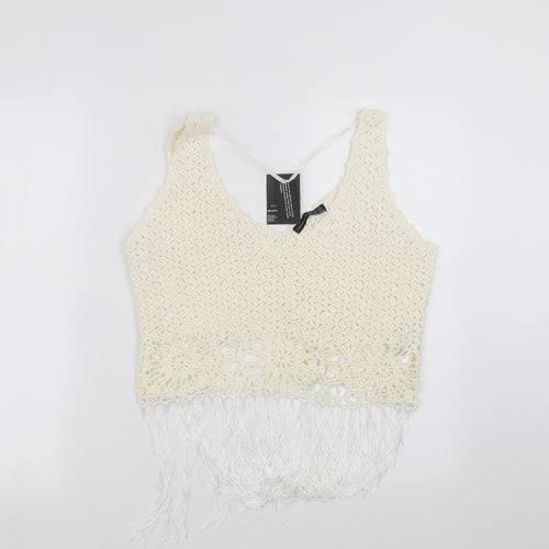 Primark Womens Ivory  Knit Pullover Jumper Size M  - cropped