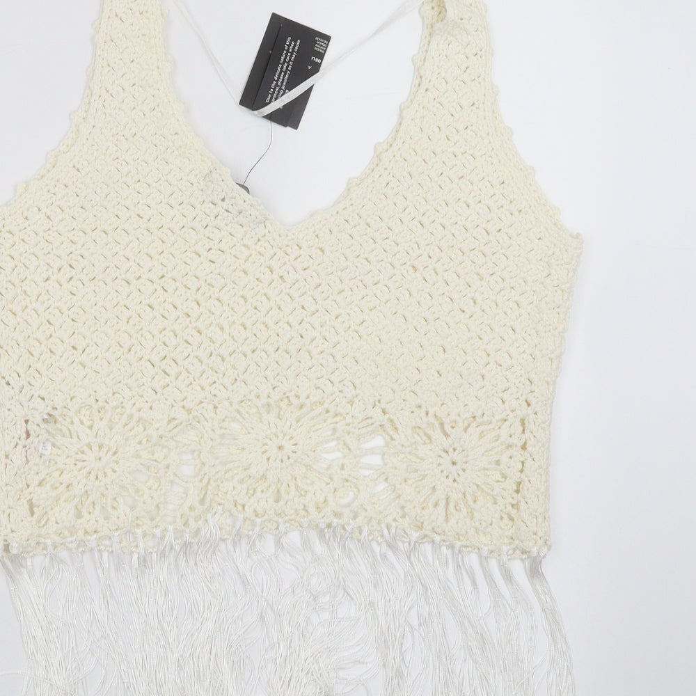 Primark Womens Ivory  Knit Pullover Jumper Size M  - cropped