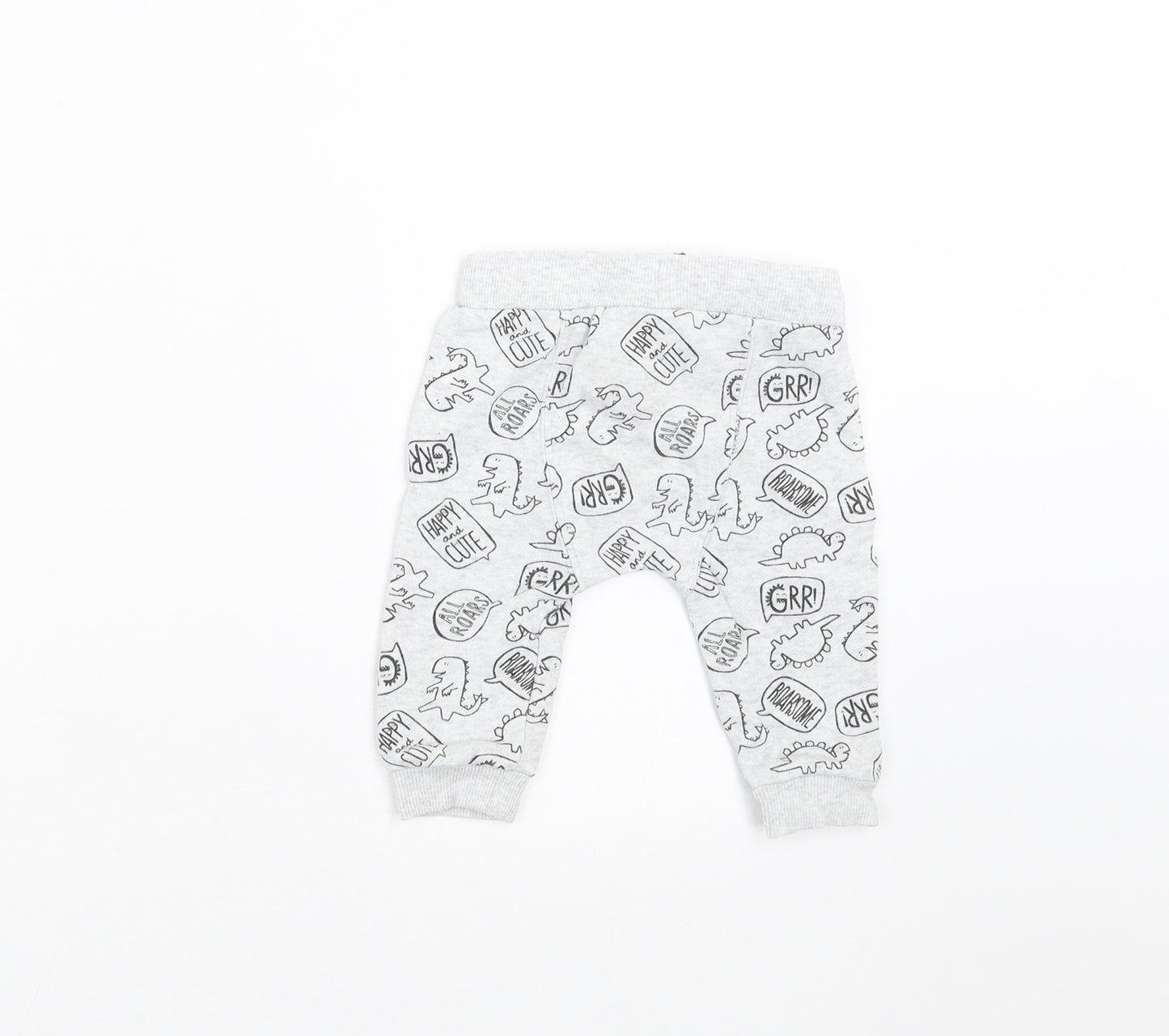 F&F Baby Grey   Jogger Trousers Size 3-6 Months  - DInosaur