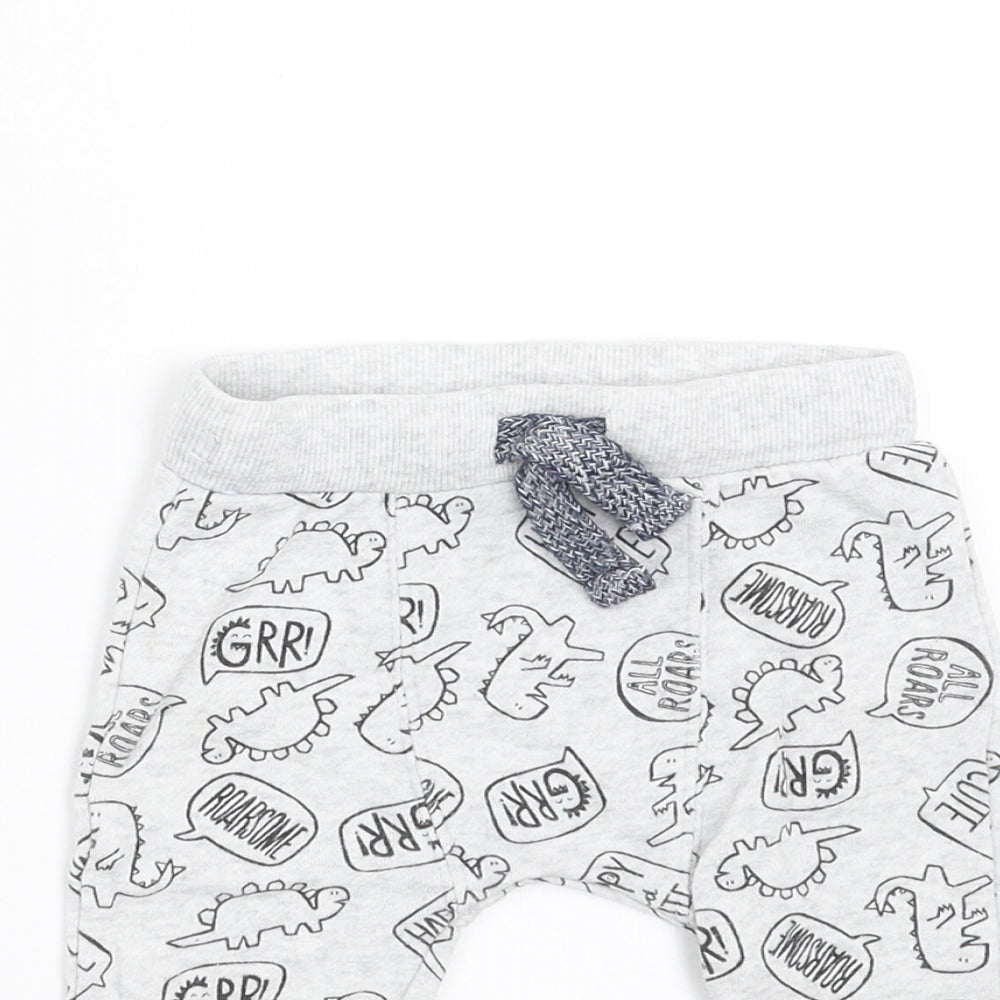 F&F Baby Grey   Jogger Trousers Size 3-6 Months  - DInosaur