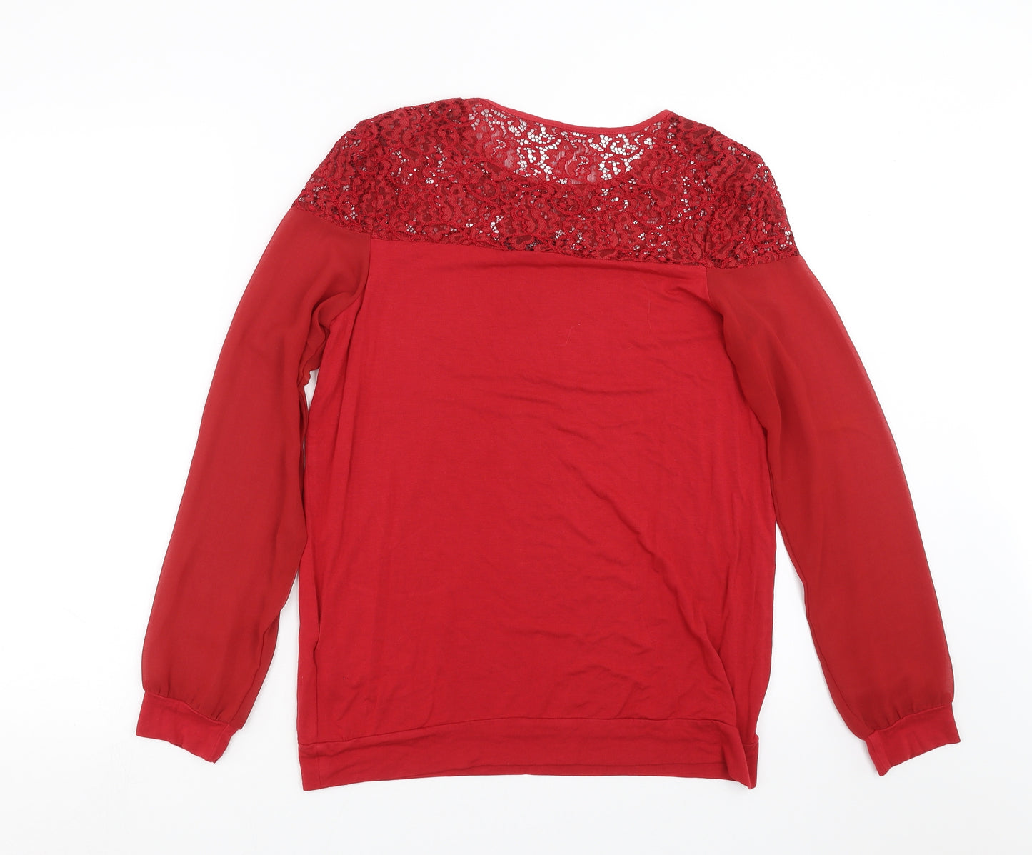 NEXT Womens Red   Basic Blouse Size 10  - Lace Detail