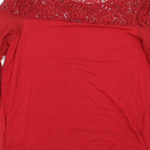 NEXT Womens Red   Basic Blouse Size 10  - Lace Detail