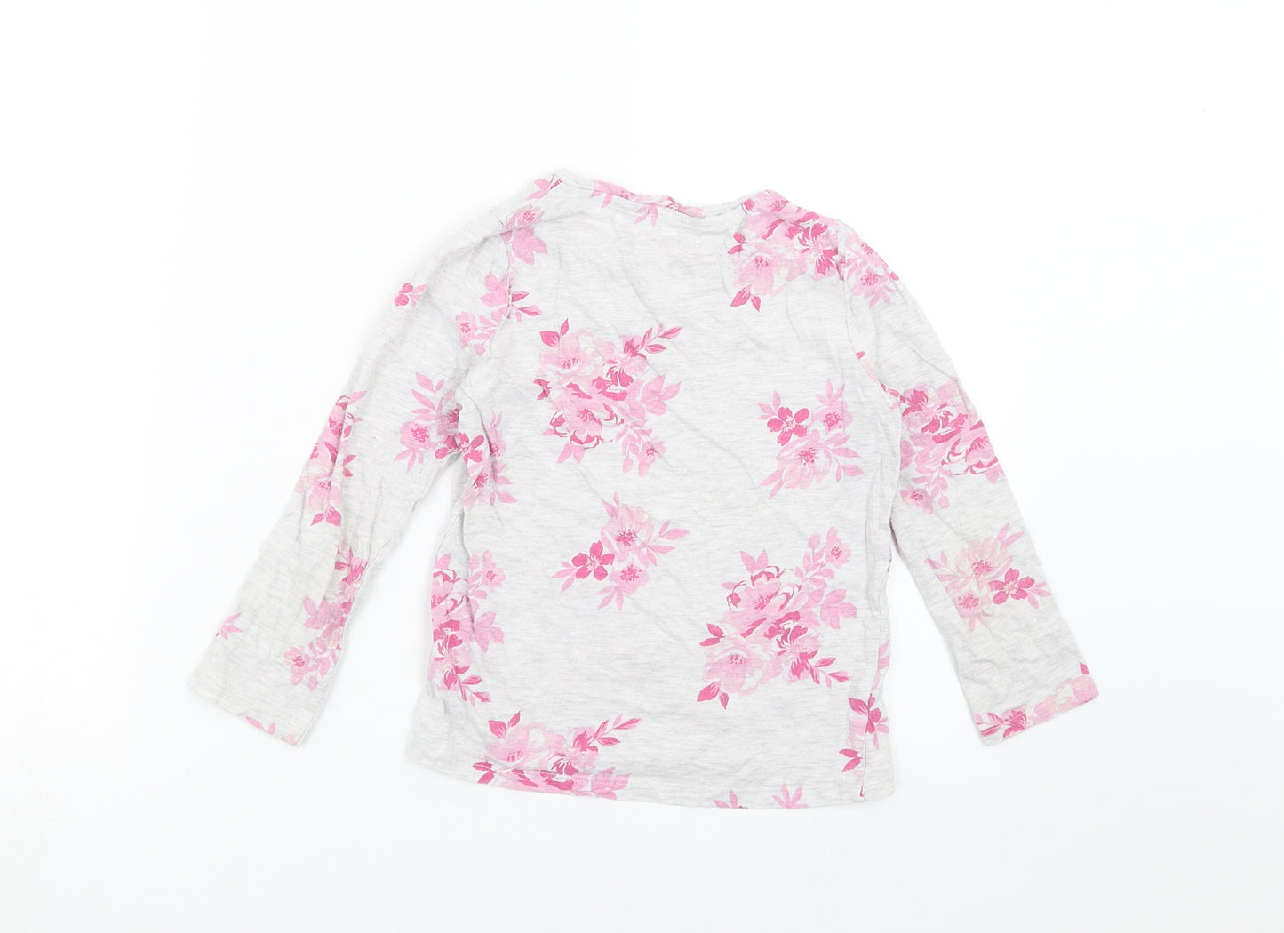 F&F Girls Grey Floral  Top Pyjama Set Size 6-7 Years