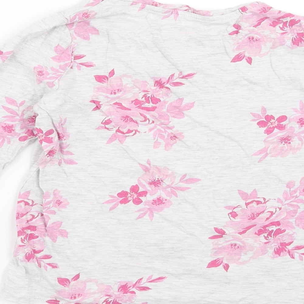F&F Girls Grey Floral  Top Pyjama Set Size 6-7 Years