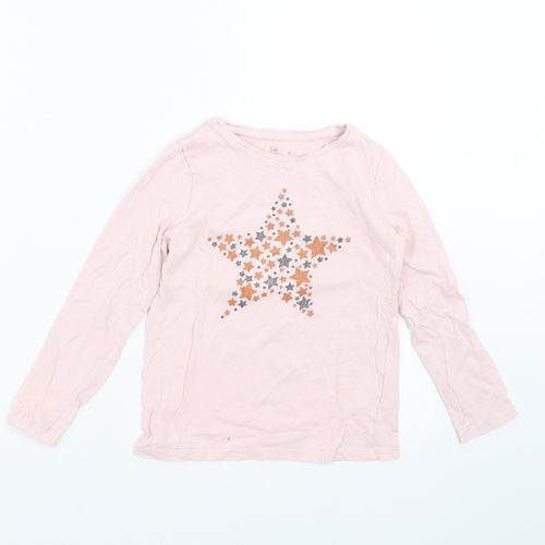 F&F Girls Pink Solid  Top Pyjama Top Size 6-7 Years  - star