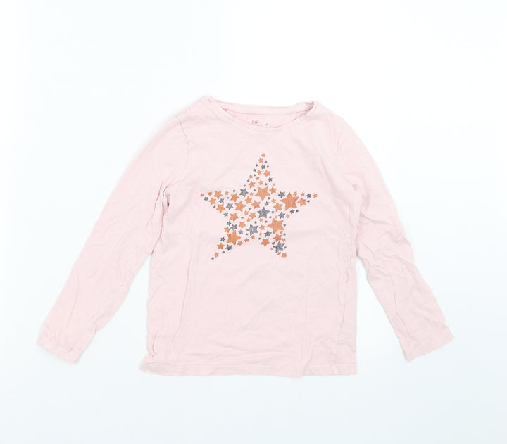 F&F Girls Pink Solid Top Pyjama Top Size 6-7 Years - star