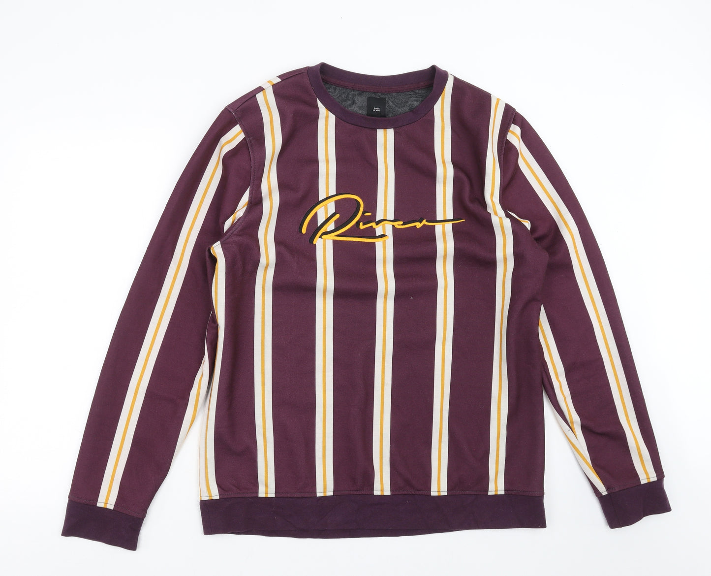 River Island Mens Purple Striped  Pullover Sweatshirt Size L