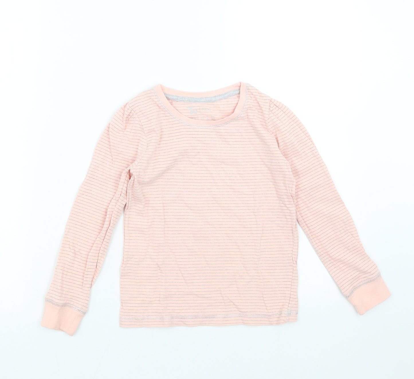 TU Girls Pink Striped  Basic T-Shirt Size 6-7 Years