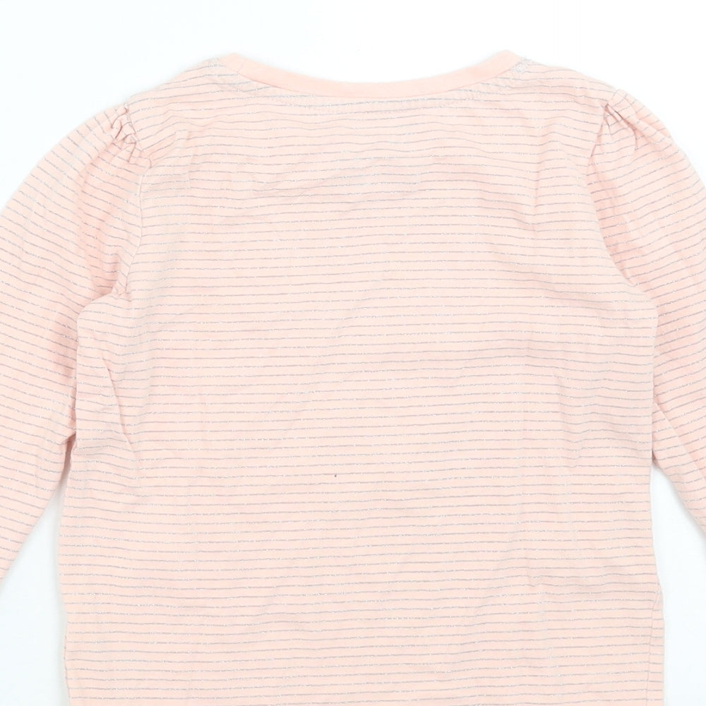 TU Girls Pink Striped  Basic T-Shirt Size 6-7 Years