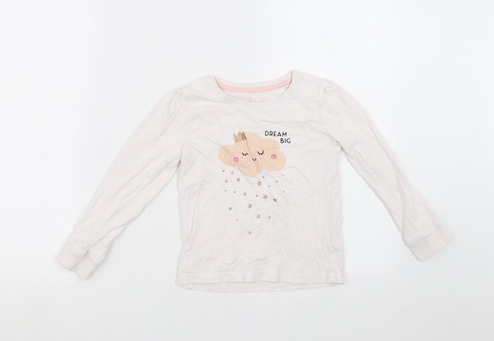 TU Girls White   Top Pyjama Top Size 6-7 Years  - dream big