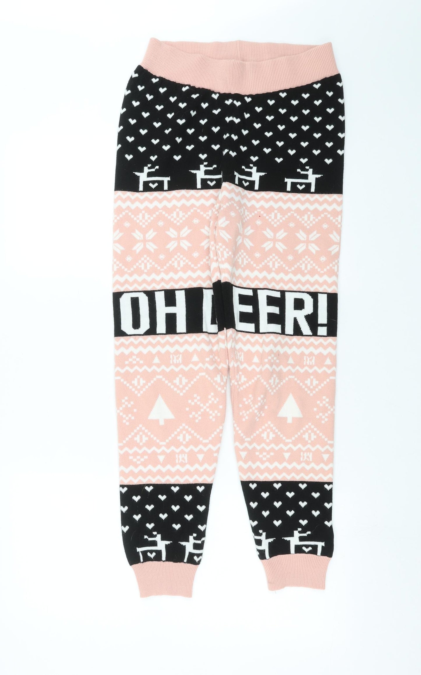 New Look Girls Pink Geometric Knit  Pyjama Pants Size 10-11 Years