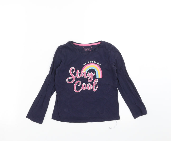Primark Girls Blue   Basic T-Shirt Size 5-6 Years  - Stay Cool