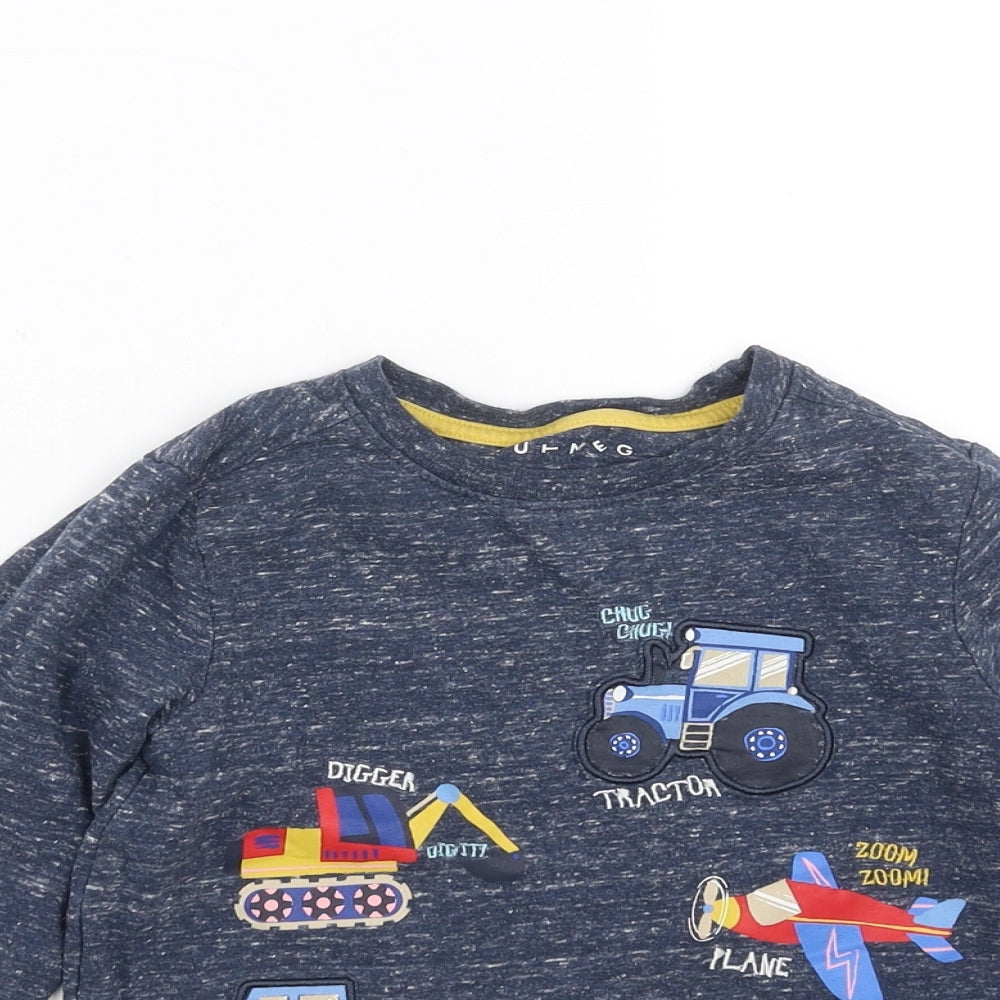Nutmeg Boys Blue   Basic T-Shirt Size 3-4 Years  - digger truck print