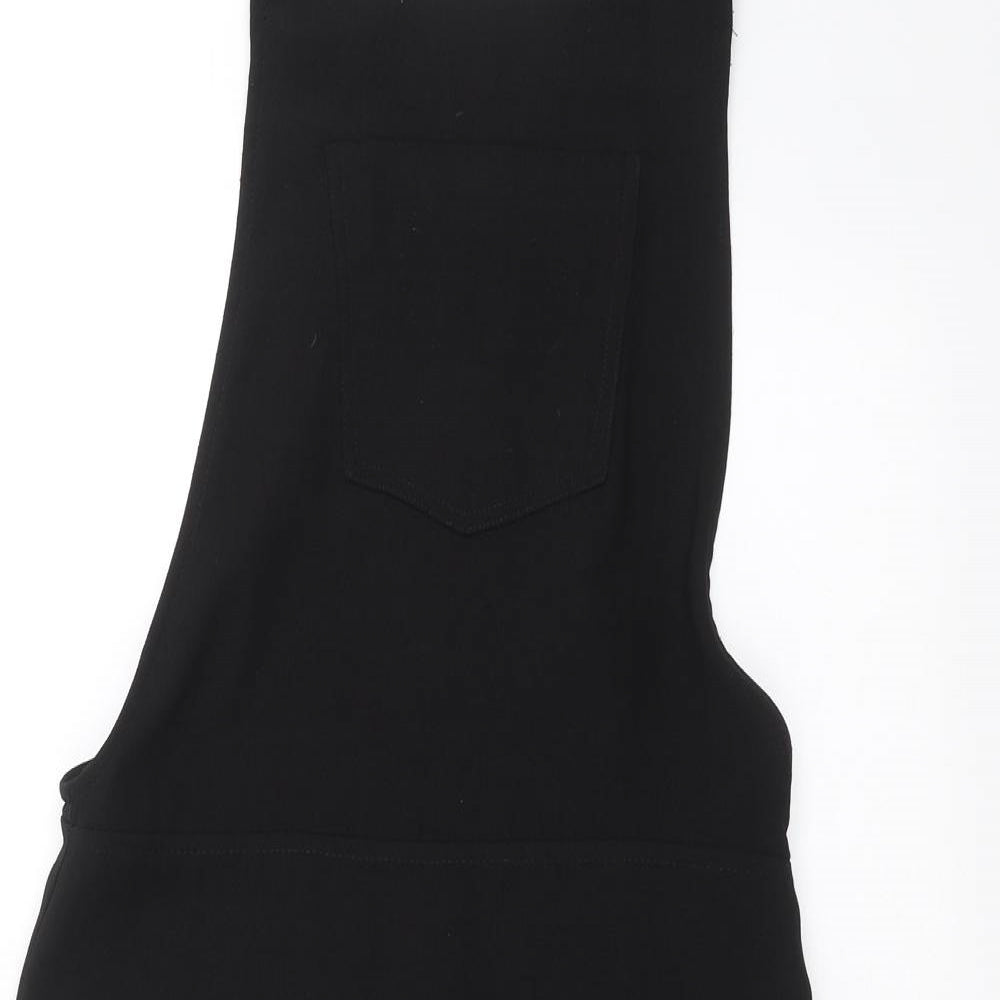 Topshop Womens Black   Pinafore/Dungaree Dress  Size 8
