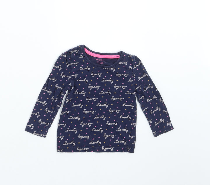 Primark Girls Blue   Basic T-Shirt Size 9-12 Months  - lovely