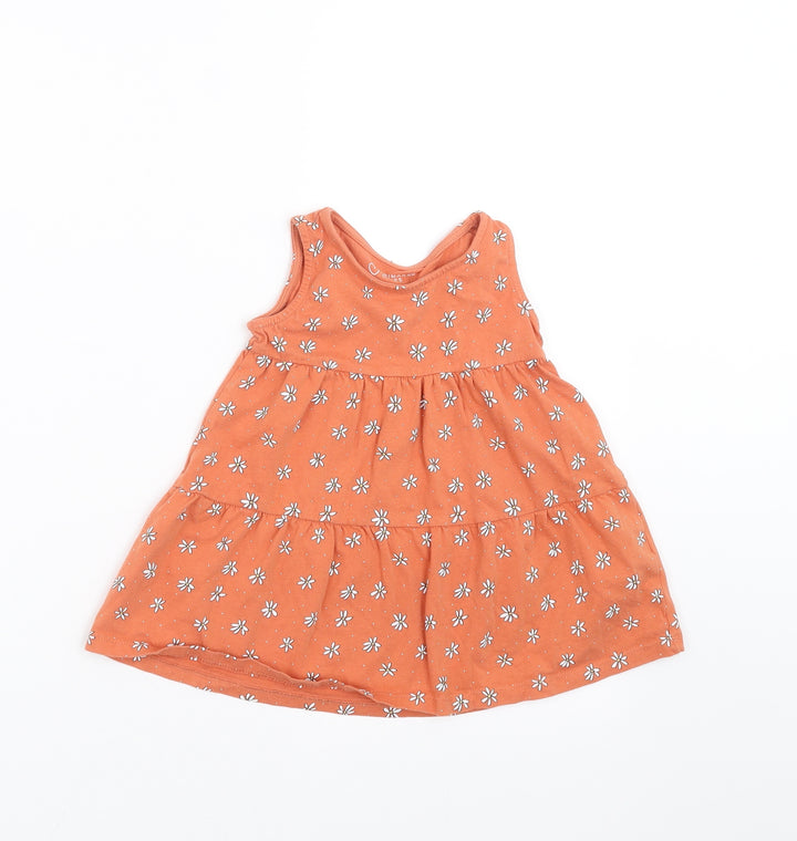 Primark Girls Orange Floral  Trapeze & Swing  Size 12-18 Months