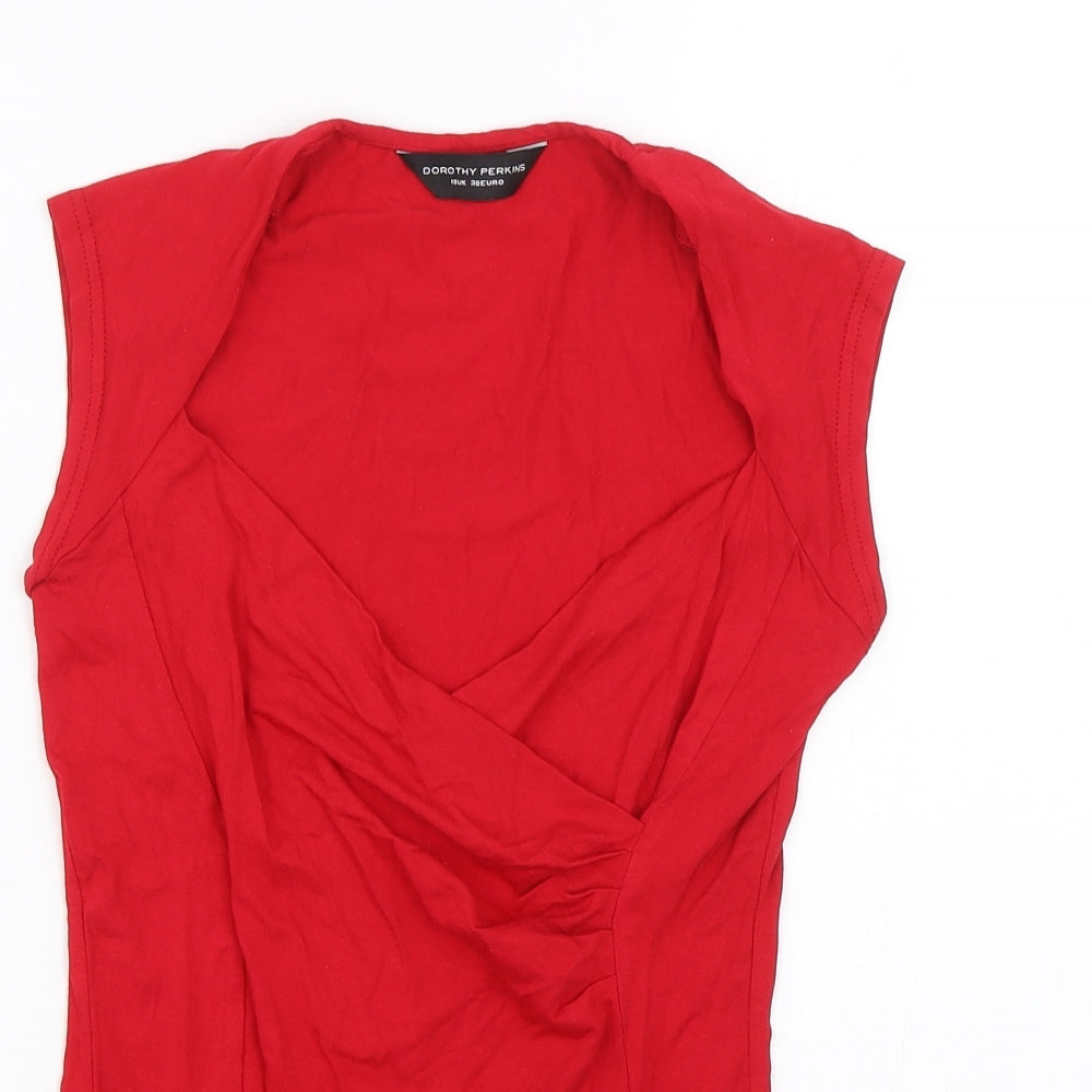 Dorothy Perkins Womens Red   Wrap T-Shirt Size 10