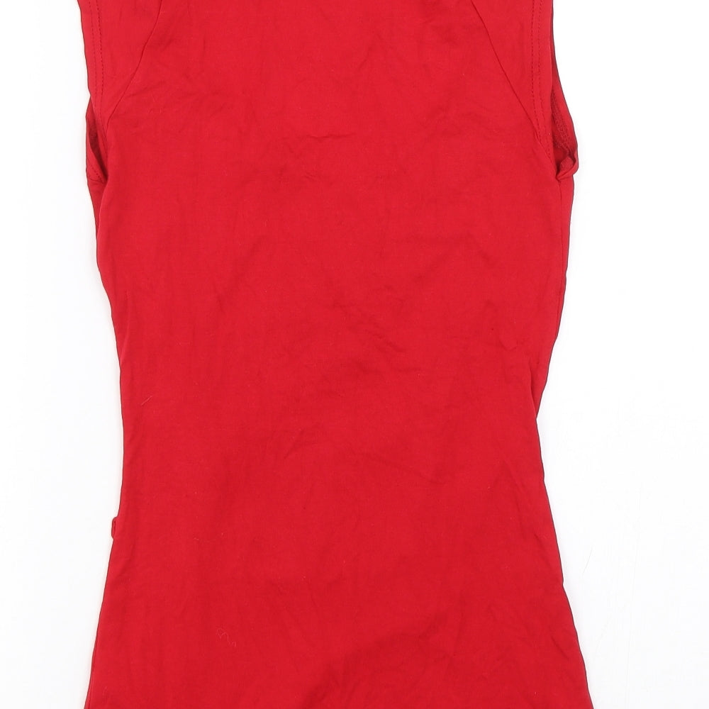 Dorothy Perkins Womens Red   Wrap T-Shirt Size 10