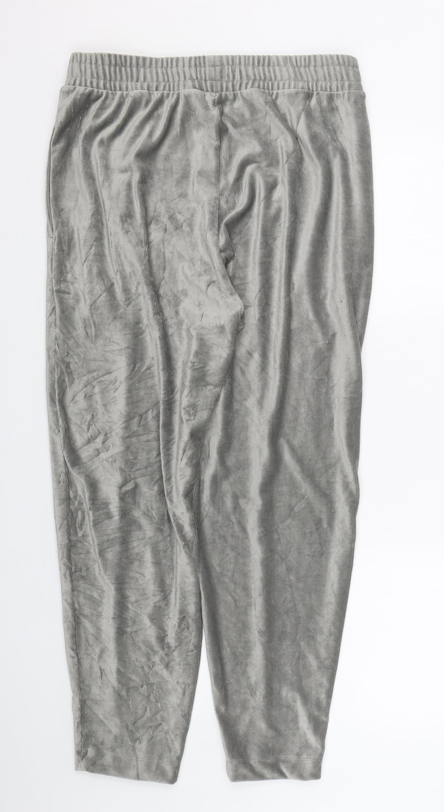 M&S Womens Grey  Corduroy Jogger Trousers Size 14 L27 in