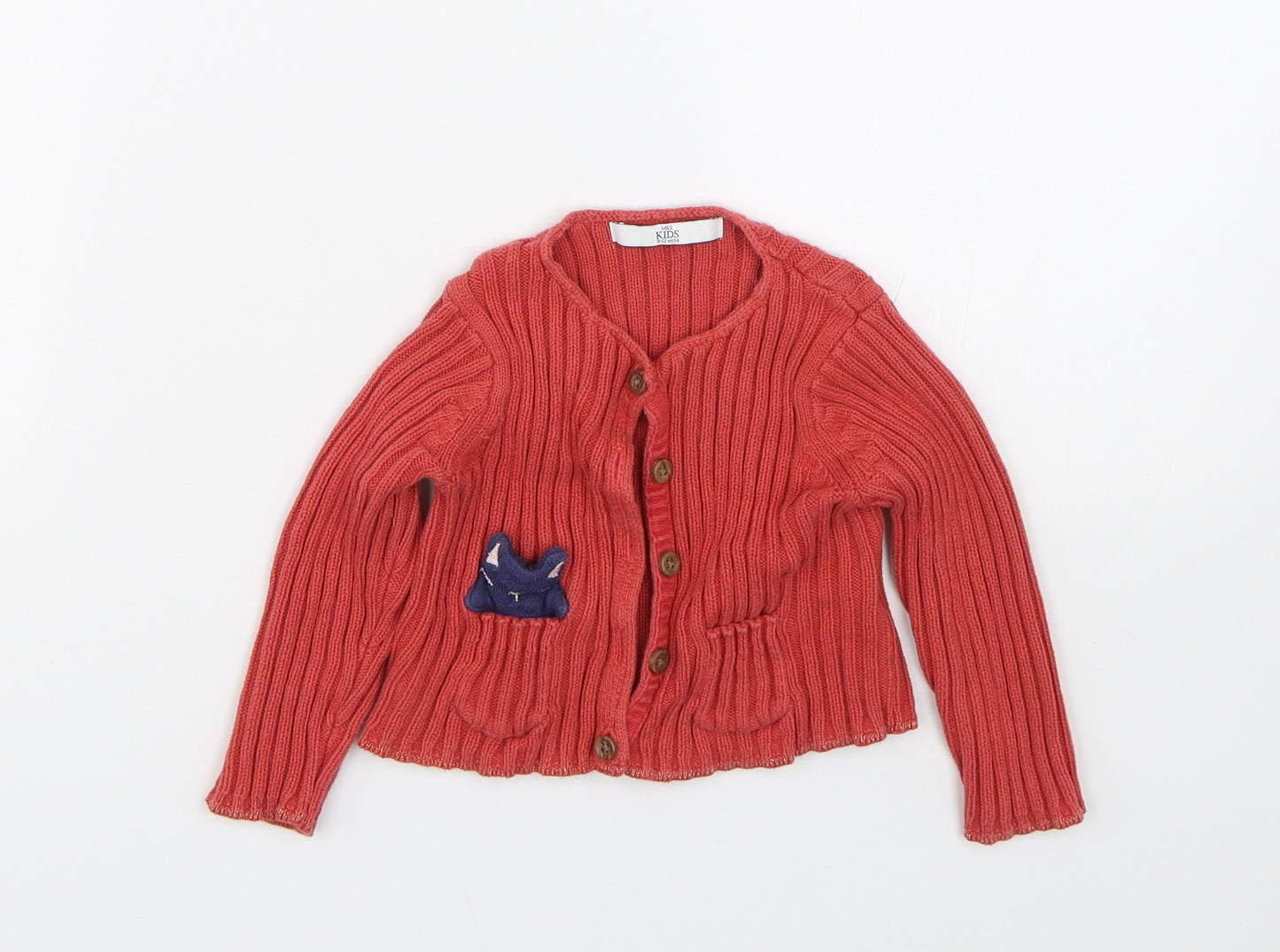 M&S Girls Red   Cardigan Jumper Size 9-12 Months  - cat