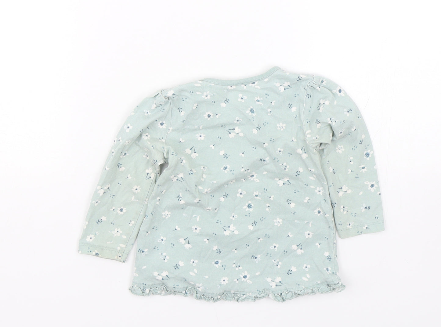 George Girls Green Floral  Basic T-Shirt Size 9-12 Months