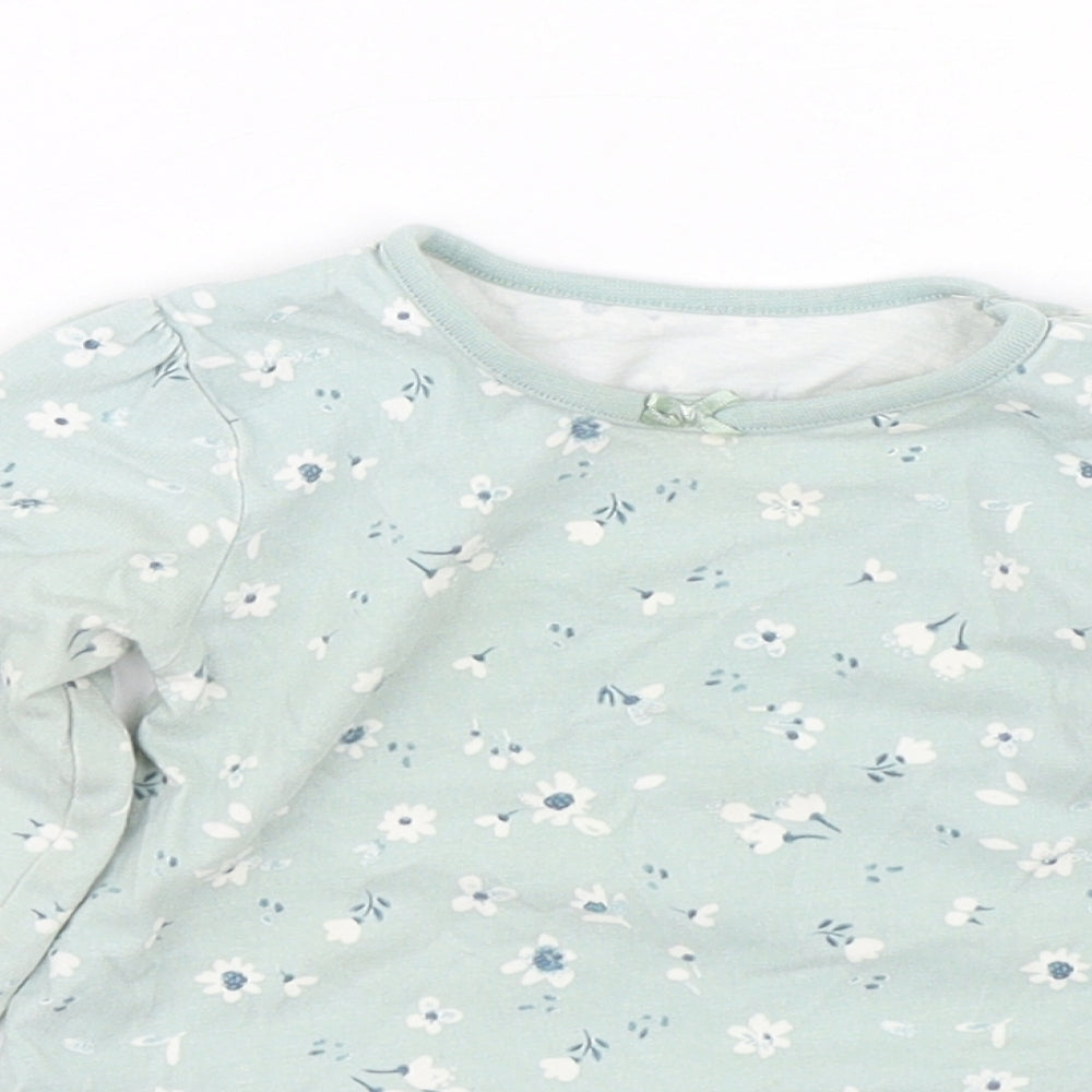 George Girls Green Floral  Basic T-Shirt Size 9-12 Months