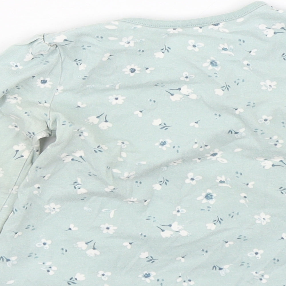 George Girls Green Floral  Basic T-Shirt Size 9-12 Months