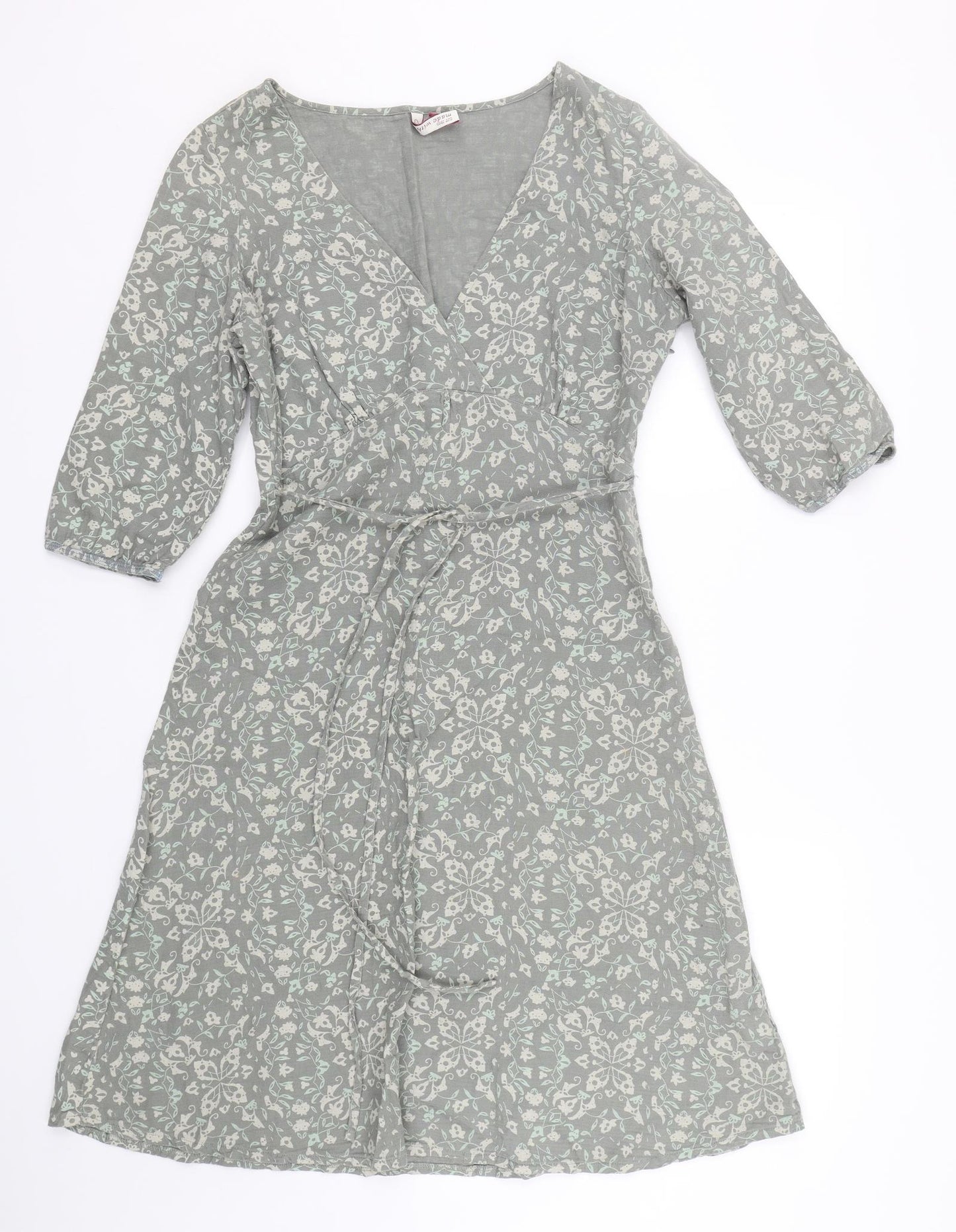White Stuff Womens Green Floral  T-Shirt Dress  Size 12