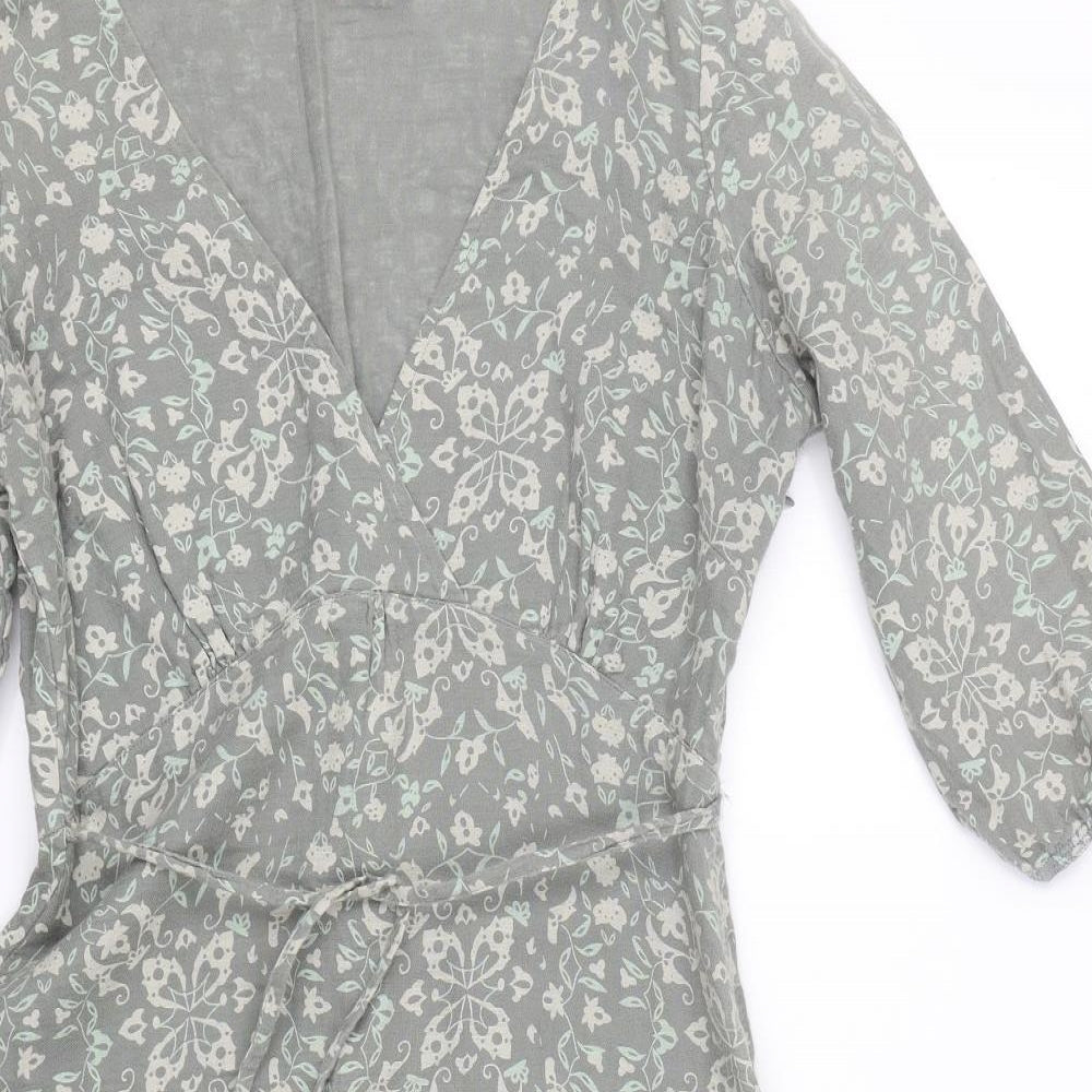 White Stuff Womens Green Floral  T-Shirt Dress  Size 12