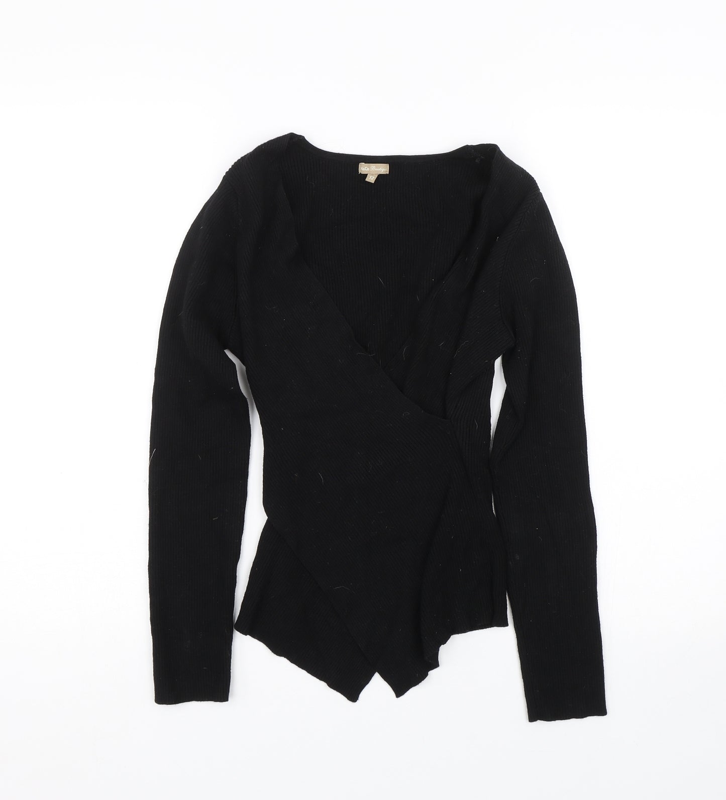 M&Co Womens Black   Wrap T-Shirt Size 12