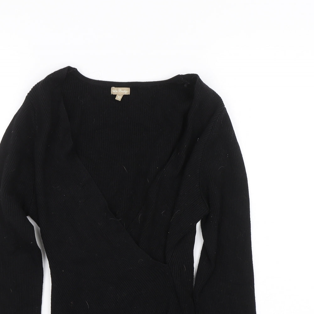 M&Co Womens Black   Wrap T-Shirt Size 12