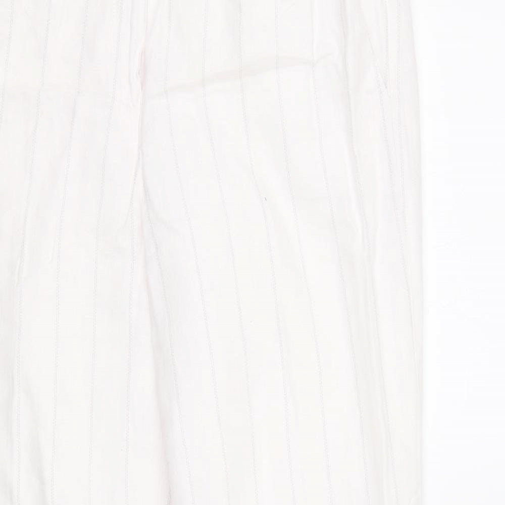 M&S Womens White Striped  Trousers  Size 10 L27 in