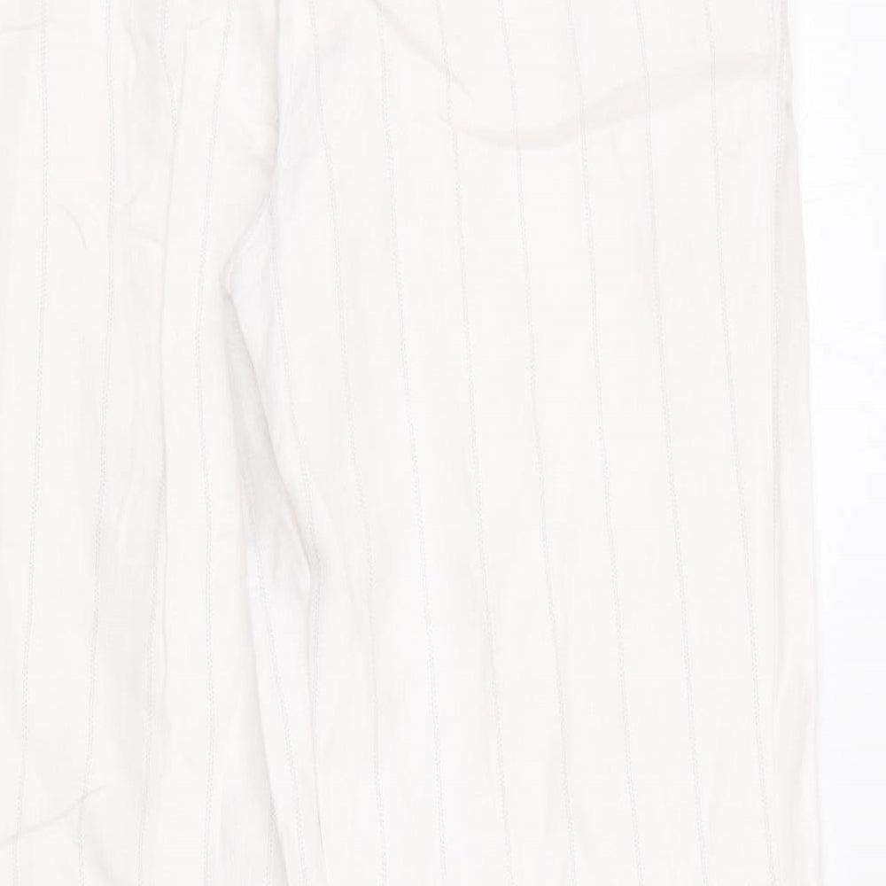 M&S Womens White Striped  Trousers  Size 10 L27 in
