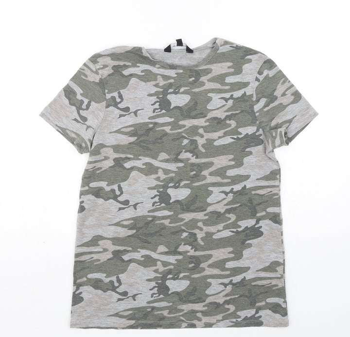 New Look Womens Green Camouflage Basic T-Shirt Size 6