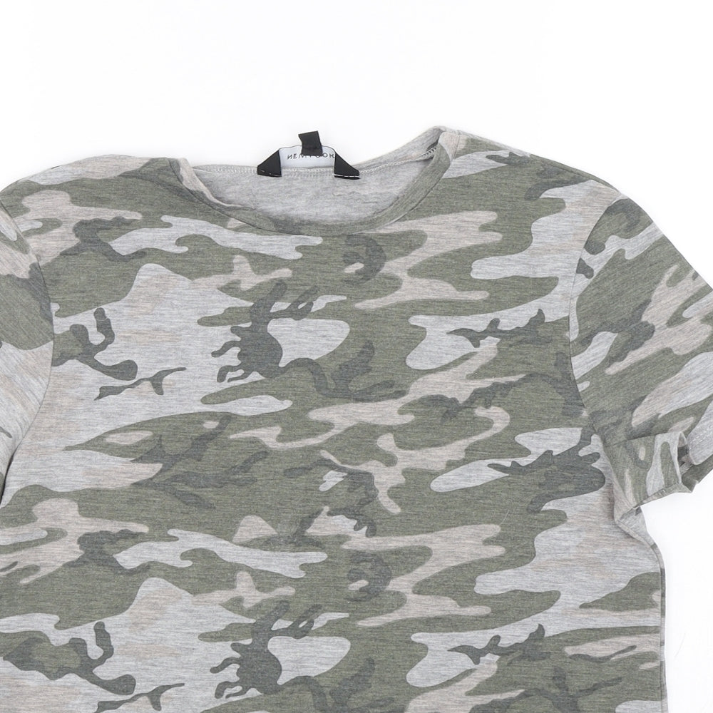 New Look Womens Green Camouflage  Basic T-Shirt Size 6
