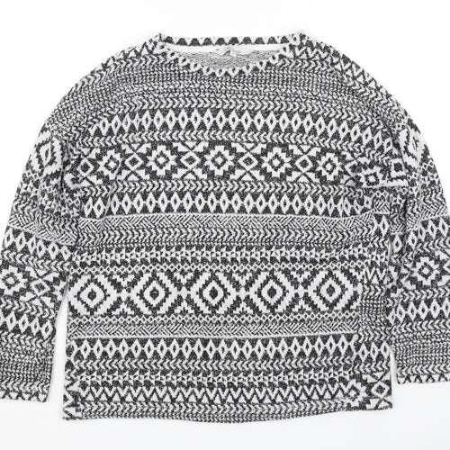 Peacocks Womens Black Fair Isle  Pullover Jumper Size M