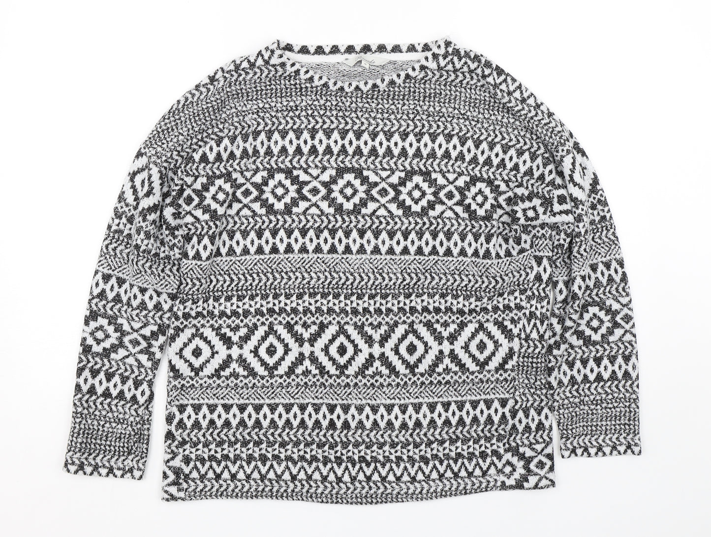 Peacocks Womens Black Fair Isle  Pullover Jumper Size M