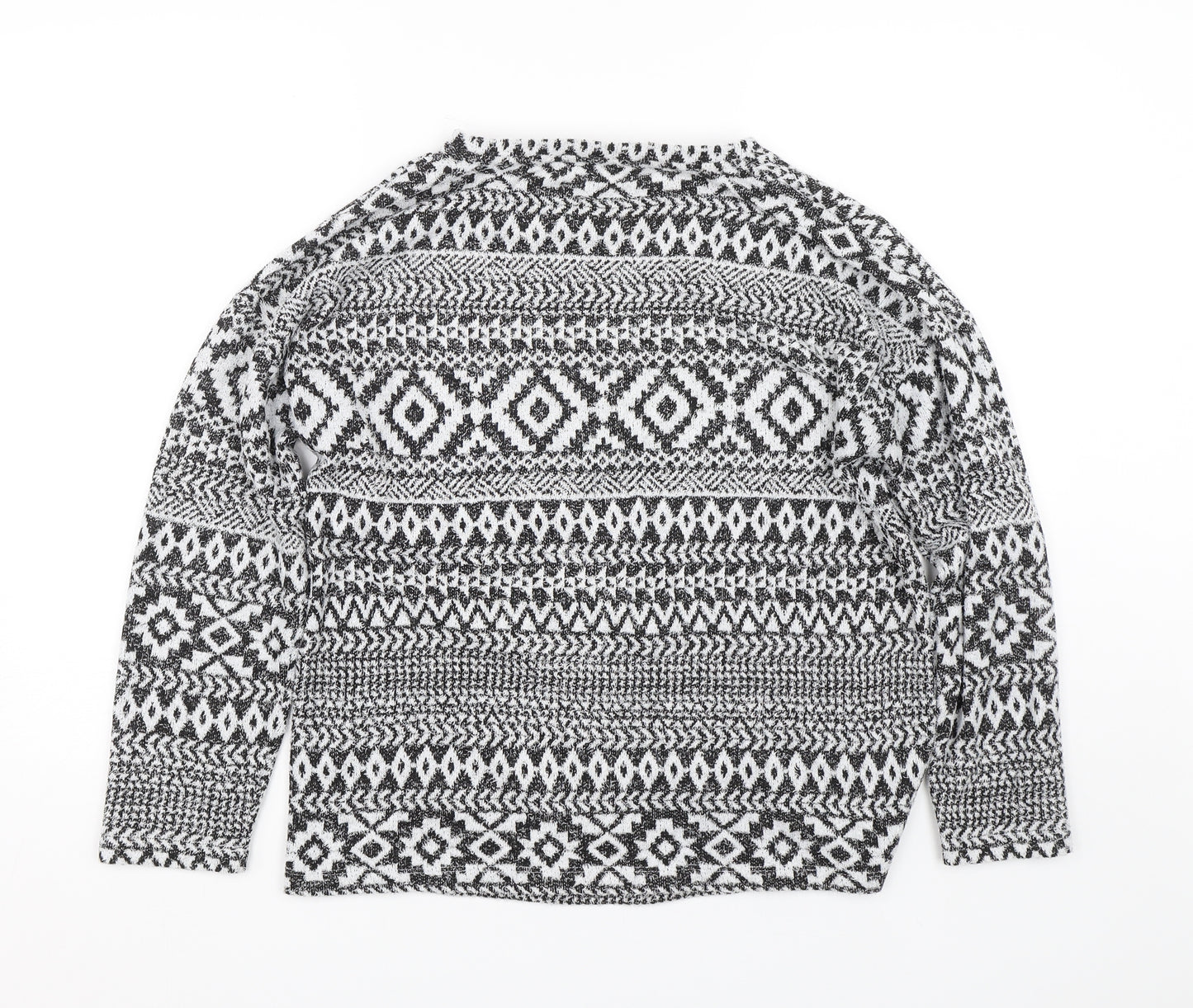 Peacocks Womens Black Fair Isle  Pullover Jumper Size M