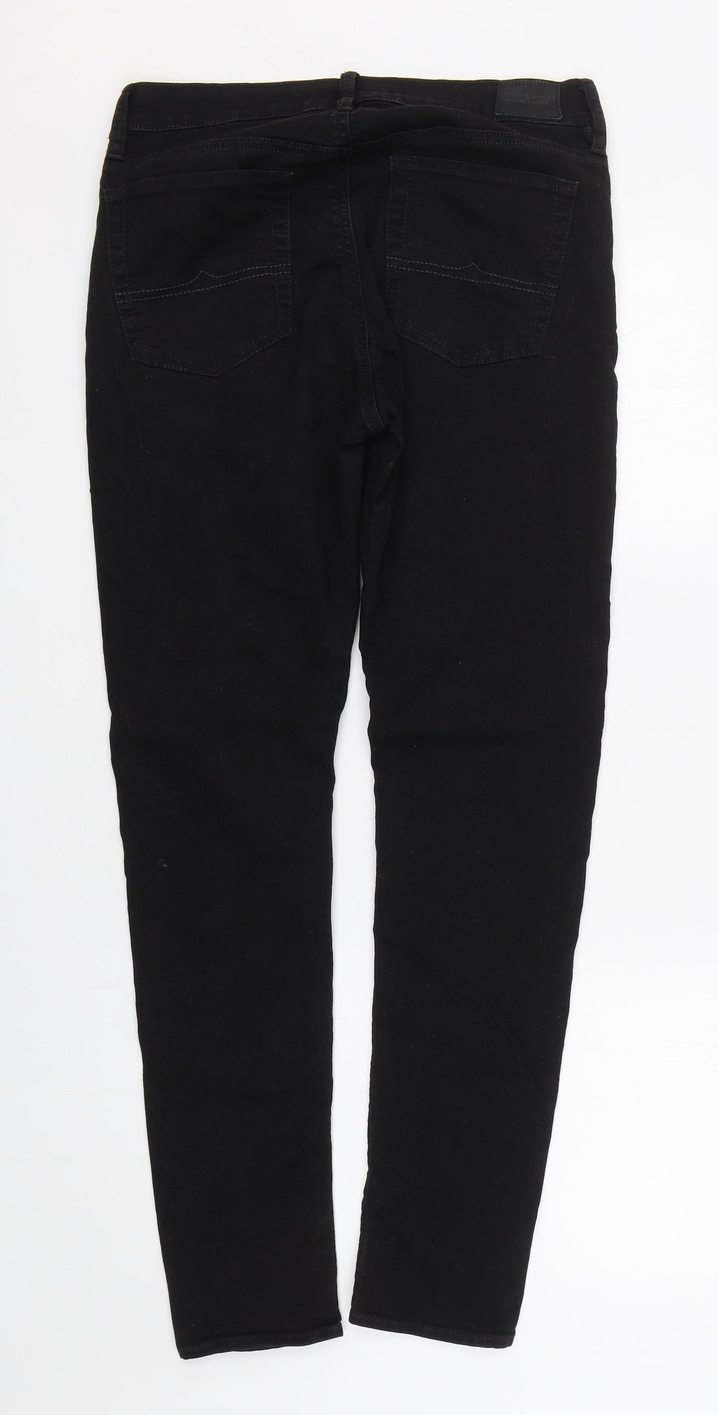 Preworn Womens Black  Denim Skinny Jeans Size 32 L27.5 in