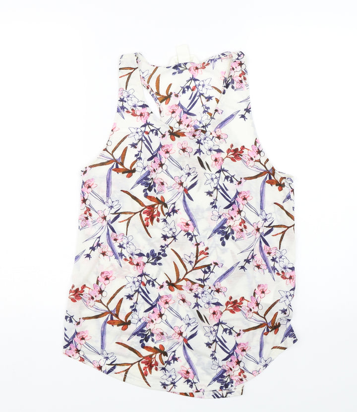H&M Womens White Floral  Basic Tank Size S
