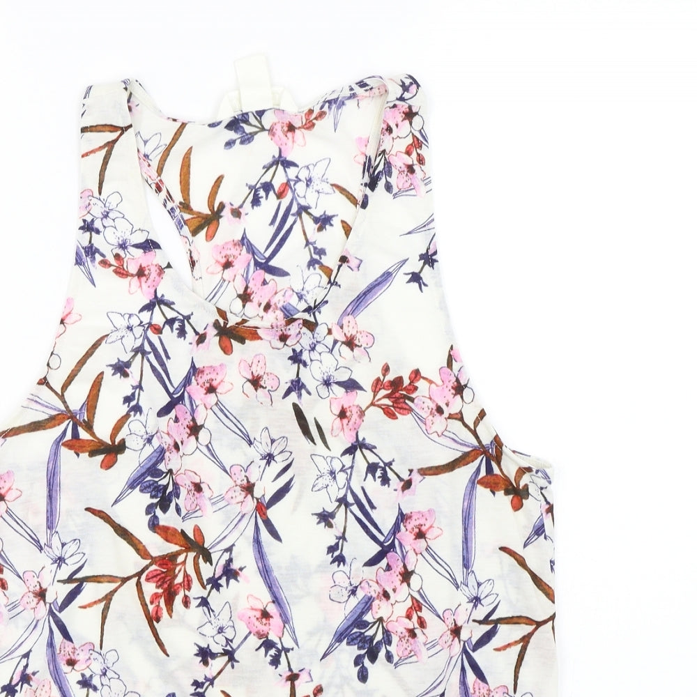 H&M Womens White Floral  Basic Tank Size S