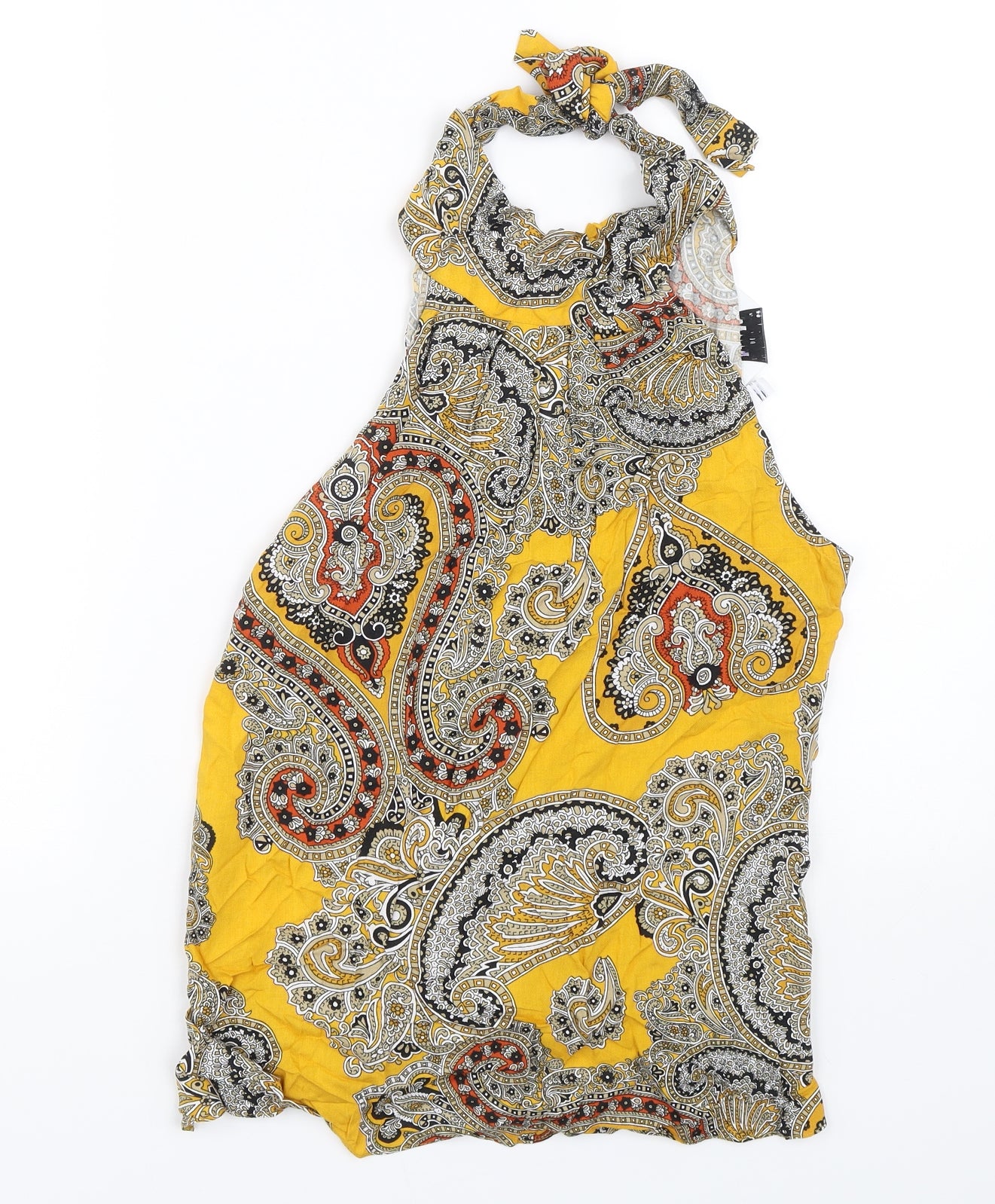 Dorothy Perkins Womens Yellow Paisley  Basic Tank Size 8