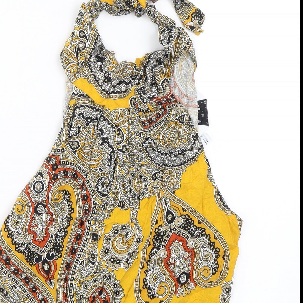 Dorothy Perkins Womens Yellow Paisley  Basic Tank Size 8