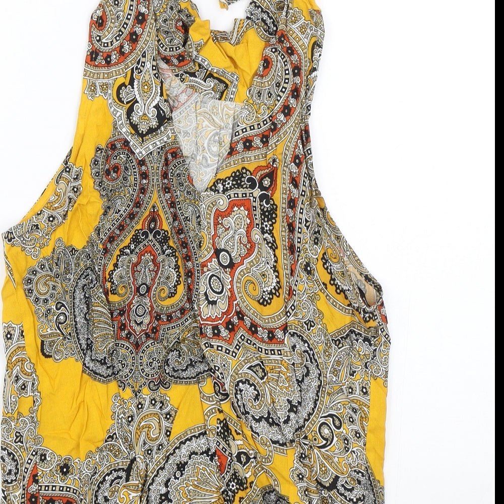 Dorothy Perkins Womens Yellow Paisley  Basic Tank Size 8