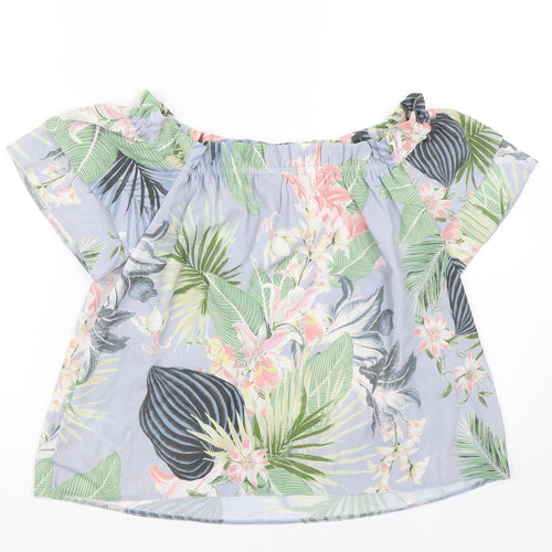 Dorothy Perkins Womens Blue Floral  Basic T-Shirt Size 8