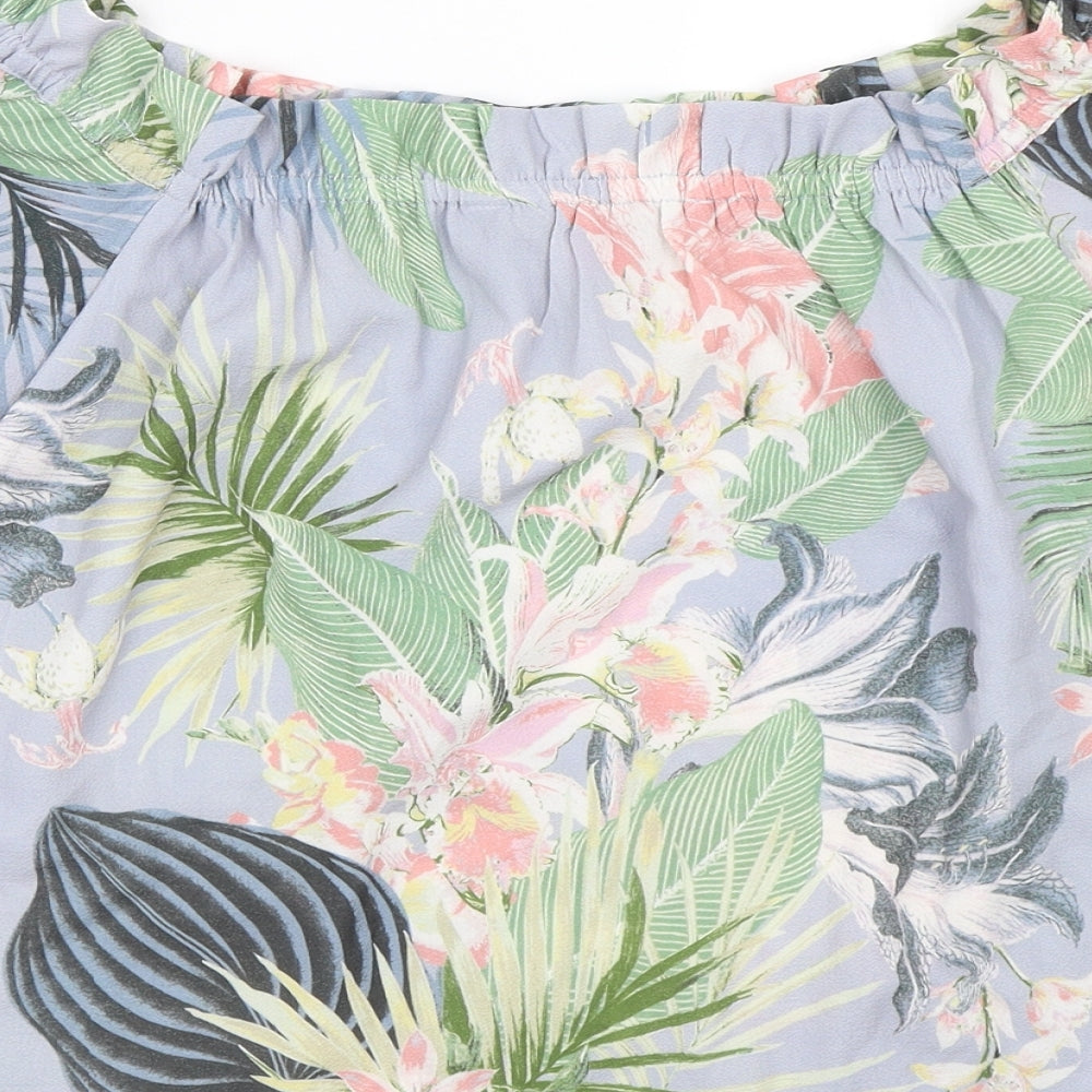 Dorothy Perkins Womens Blue Floral  Basic T-Shirt Size 8
