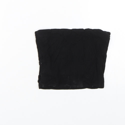Topshop Womens Black Striped  Wrap T-Shirt Size 8