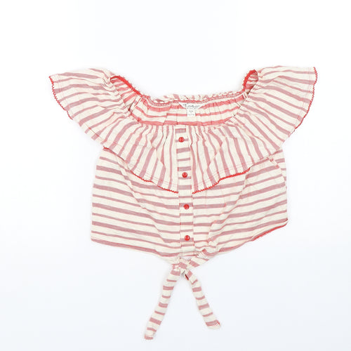 Miss Selfridge Womens Red Striped  Basic T-Shirt Size 10